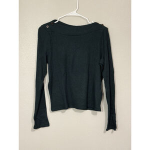 Madewell Wide Boatneck Tee in Green Size L Lightweight Rayon Blend Classic Basic